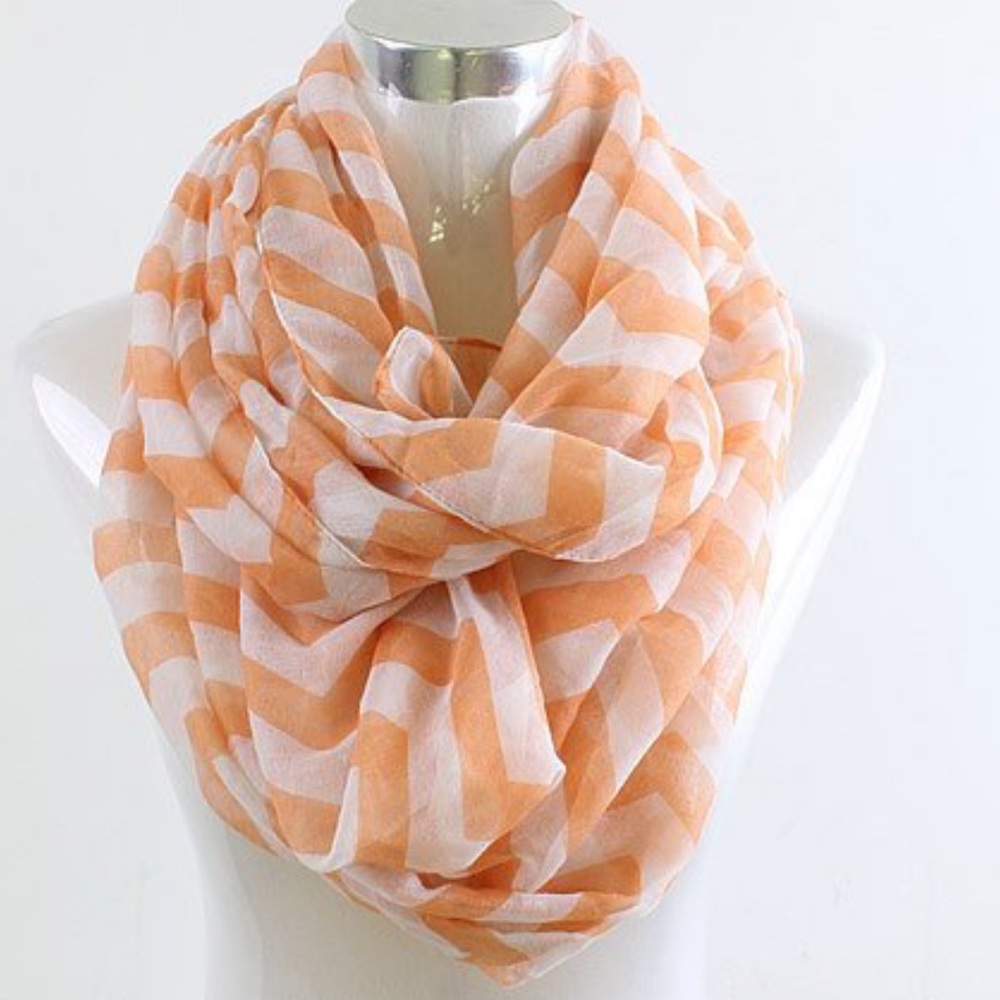 Orange and white chevron infinity scarf